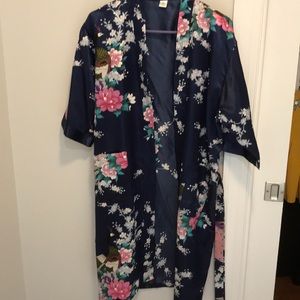Blue Satin Kimono